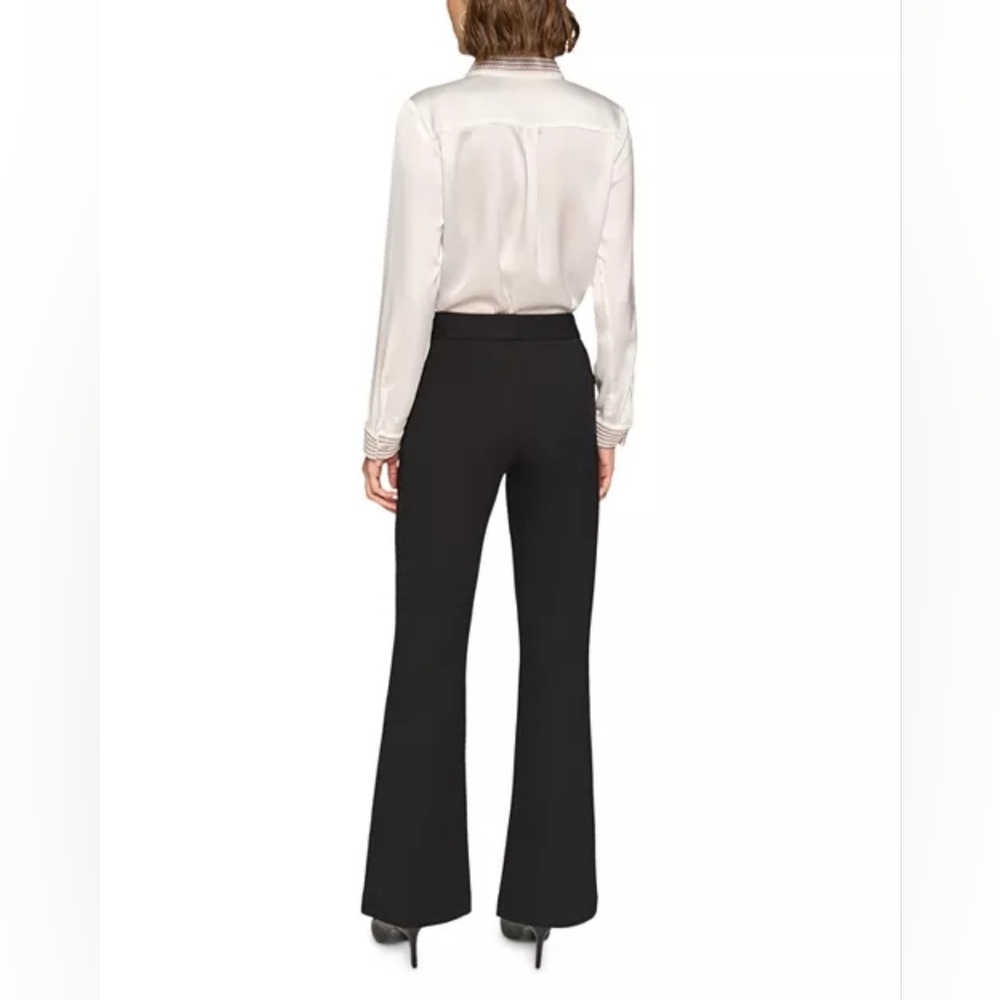 Karl Lagerfield Black Embellished Rhinestones & Faux Pearls Pants Sz 8 - Picture 5 of 12